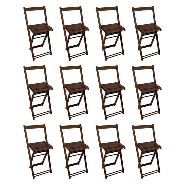 Kit 12 Cadeiras Bistrô De Madeira Dobravel Robust Imbuia