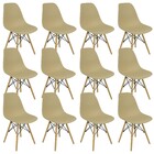 Kit 12 Cadeiras Charles Eames Eiffel Wood Design Bege