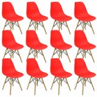 Kit 12 Cadeiras Charles Eames Eiffel Wood Design Vermelha