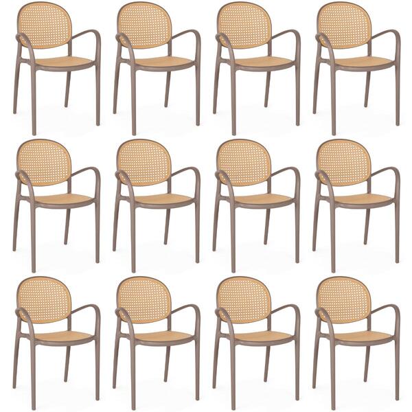 Kit 12 Cadeiras De Jantar Roma Com Braço Para Sala E Cozinha