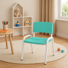 Kit 12 Cadeiras Infantil Iso, Escola, Base Branca- Verde Água