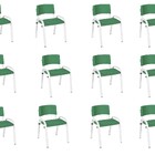 Kit 12 Cadeiras Infantil Iso, Escola, Base Branca- Verde Escu