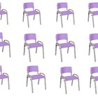 Kit 12 Cadeiras Infantil Iso, Escola, Base Cinza- Lilas