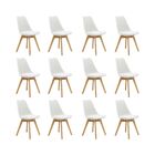 Kit 12 Cadeiras Saarinen Wood Estofada Pés De Madeira - Branco