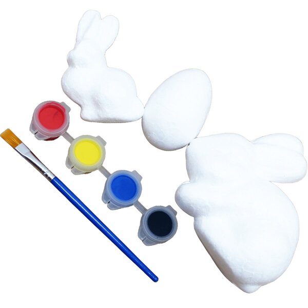 Kit 12 Coelhos Com Ovos Páscoa Em Isopor Para Pintar Tintas