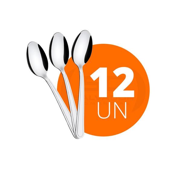 Kit - 12 Colheres De Sobremesa Búzios Em Aço Inox Csibag - Tr