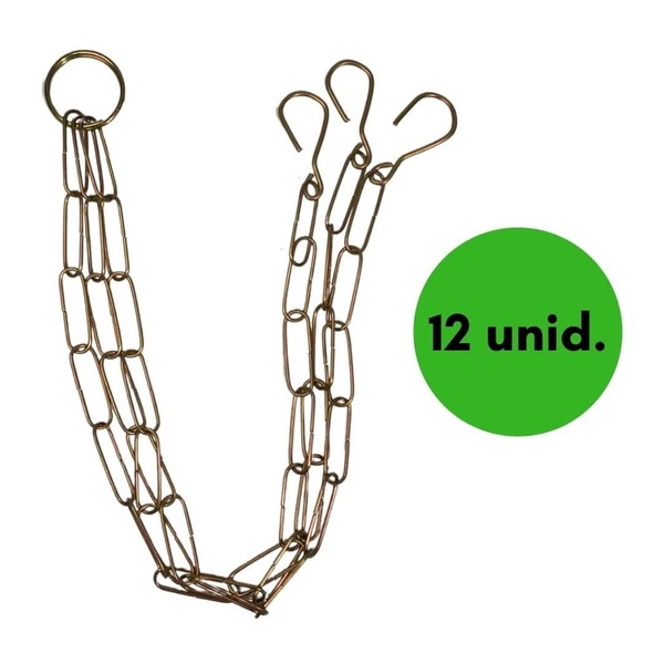 Kit 12 Correntes Tripla 54cm Aço P/ Vasos Suspensos Plantas -