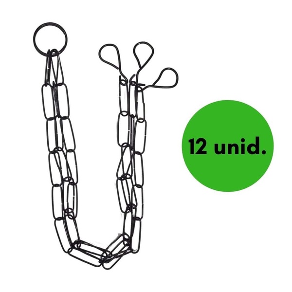 Kit 12 Correntes Tripla 74cm Aço P/ Vasos Suspensos Plantas -