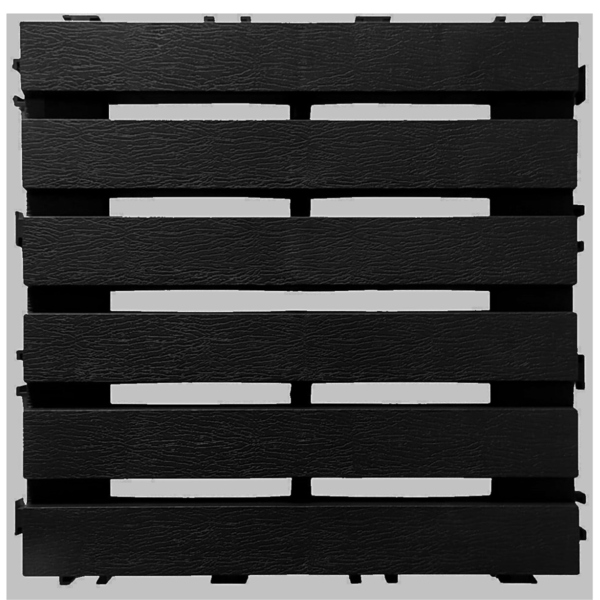 Kit 12 Deck Modular Plástico Textura Madeira 30x30x2,5cm - Preto Preto ...