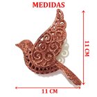 Kit 12 Enfeite Pendente Natal Passarinho Vazado Bronze 11cm
