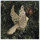 Kit 12 Enfeite Pendente Natal Passarinho Vazado Dourado 11cm