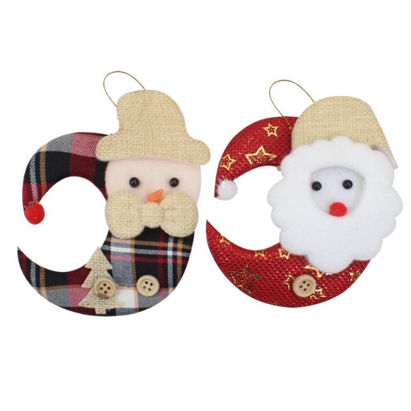 Kit 12 Enfeite Pendente Natal Tecido 13cm Luas Natalinas