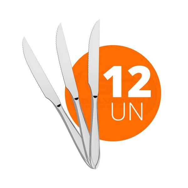 Kit - 12 Facas Para Churrasco Luxo Laguna Em Aço Inox Fitop -