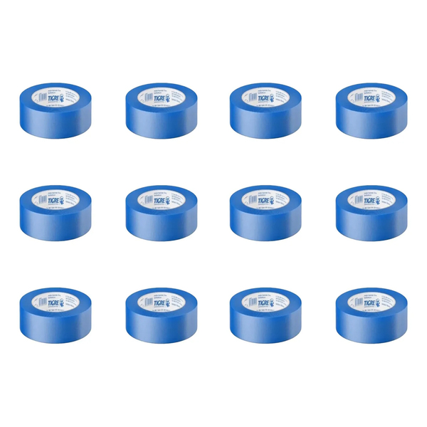 Kit 12 Fita Crepe Azul Mascaramento Pintura 48mm X 50m Tigre