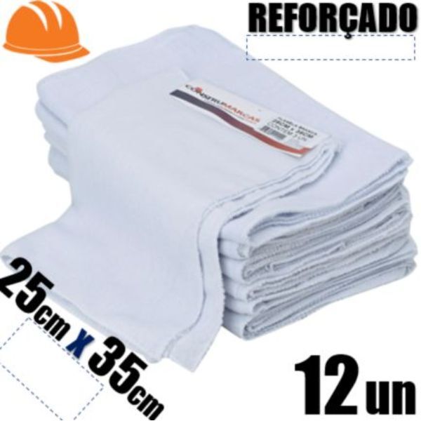 Kit 12 Flanela Branca Multiuso 25cm X 35cm - Construmarcas