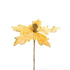 Kit 12 Flores Amarela Artificial Decoração Natal Brilho 21cm