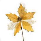 Kit 12 Flores Cabo Artificial Decoração De Natal Brilho 25cm