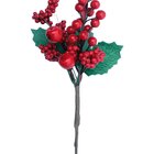 Kit 12 Galho Jardim Artificial Natal Frutas Vermelha De 25cm