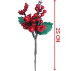 Kit 12 Galho Jardim Artificial Natal Frutas Vermelha De 25cm