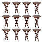 Kit 12 Mesas Bistrô De Madeira Dobravel Imbuia