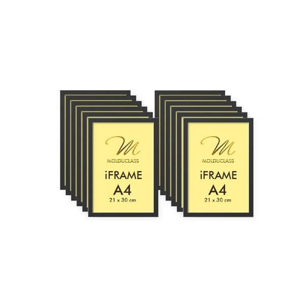 Kit 12 Molduras A4 Pretas Para Quadro Foto Acetato Iframe