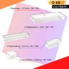 Kit 12 Organizadores Transparente Modular Multiuso Gavetas Me