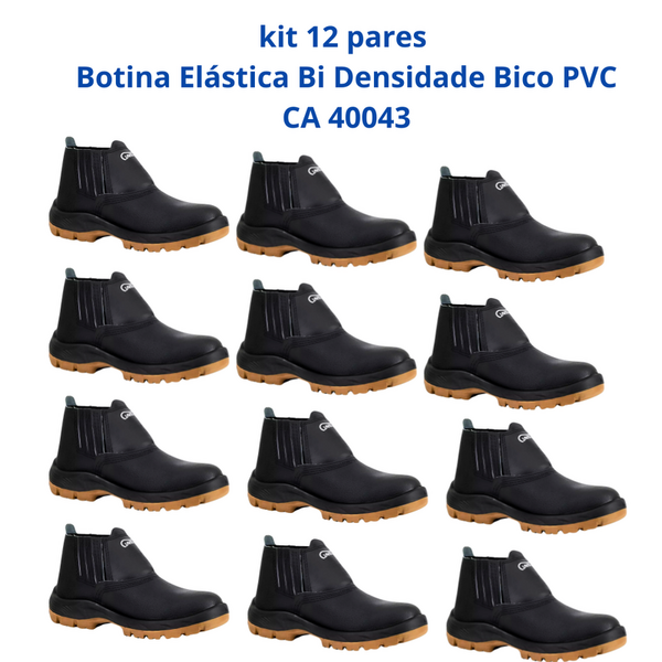Kit 12 Pares Botina Epi Bico Pvc Segurança Crival Ca 40043 43
