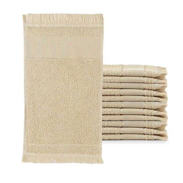 Kit 12 Pçs Toalha De Lavado Social Franjinha Felpa 260g 23x39