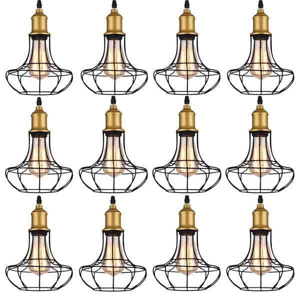 Kit 12 Pendente Aço Taschibra 40w Vintage 185 Preto Lustre