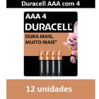 Kit 12 Pilhas Alcalina Duracell Palito Aaa Com 4 Unidades