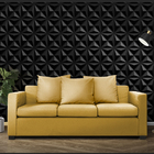 Kit 12 Placas 3d Pvc Preto Decoração Revestimento Premium De