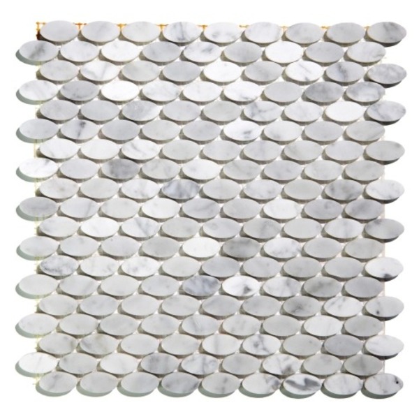 Kit 12 Placas - Pastilhas Pedra Oval Mámore Carrara