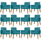 Kit 12 Poltronas Decorativas Para Sala Mari Suede Cores Pé Pa