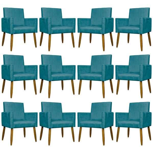 Kit 12 Poltronas Decorativas Para Sala Mari Suede Cores Pé Pa