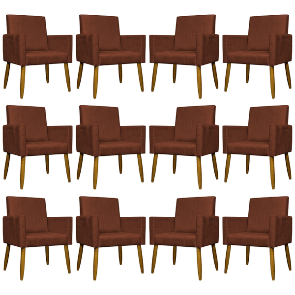 Kit 12 Poltronas Decorativas Para Sala Mari Suede Cores Pé Pa