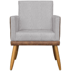 Kit 12 Poltronas Para Sala Lis Corino Peroba E Linho Bege Pé