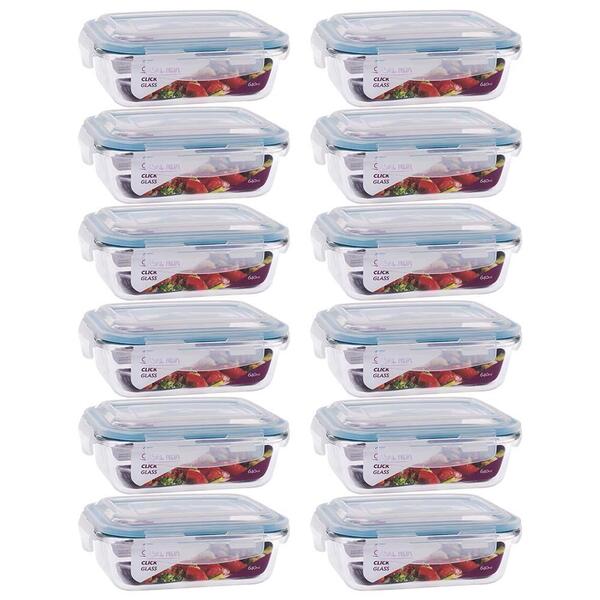 Kit 12 Pote Retangular Tampa Hermética 640ml - Casa Linda