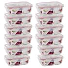 Kit 12 Pote Retangular Tampa Hermética Divisória 1010ml - Cas