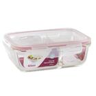 Kit 12 Pote Retangular Tampa Hermética Divisória 1010ml - Cas