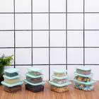 Kit 12 Potes De Plástico Quadrado Com Tampa 250ml, 350ml, 500