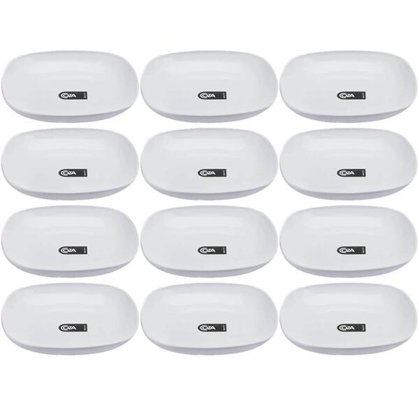Kit 12 Pratos Brancos Quadrados  17cm Coza Plástico Bandeja E