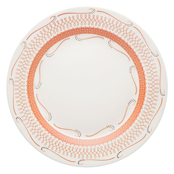 Kit 12 Pratos Rasos Donna Tangerina Oxford Cerâmica 24cm