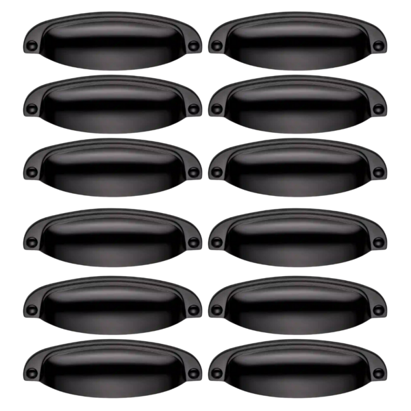 Kit 12 Puxador Concha Paris Preto Para Gaveta