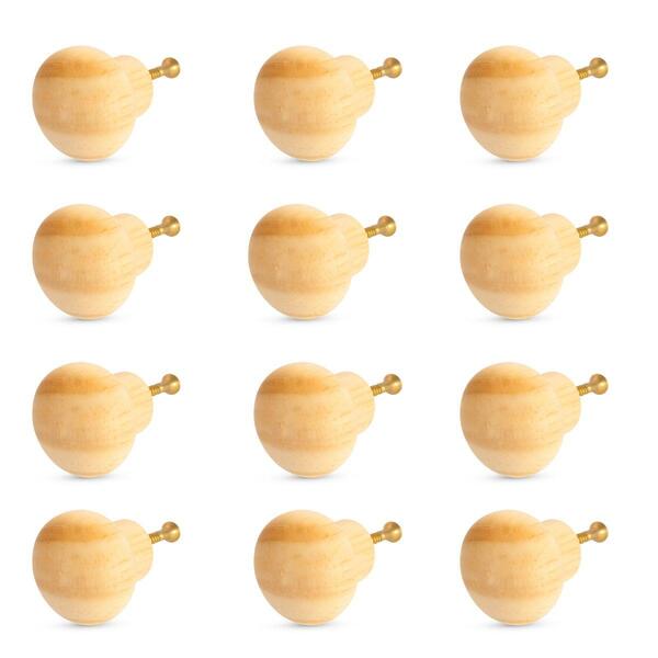 Kit 12 Puxadores De Madeira Redondos P/ Móveis Gavetas Armár