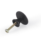 Kit 12 Puxadores Redondo Em Metal Para Gaveta - Preto Fosco