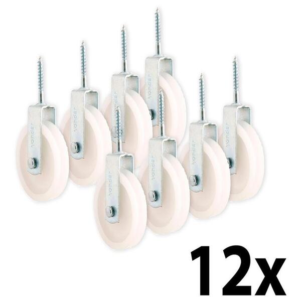 Kit 12 Roldana Branca Plástica Com Parafuso 4cm