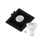 Kit 12 Spot Embutir Mr16 Quadrado Recuado Preto + Lâmpada Dic