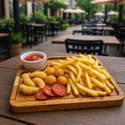 Kit 12 Tábuas Servir Hamburguer 22,5cm Com Ramekin 30ml Teca