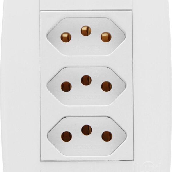 Kit 12 Tomada Elétrica Tripla Completa Branca 10a Linha Lev