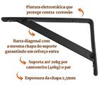 Kit 12 Un Mão Francesa 20 Cm Preta + Kit Parafusos E Buchas